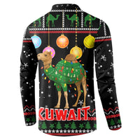 Kuwait Christmas Button Sweatshirt with Camel in Festive Ornaments Snowflakes and Green Red - Wonder Print Shop