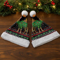 Kuwait Christmas Santa Hat with Camel in Festive Ornaments Snowflakes and Green Red - Wonder Print Shop