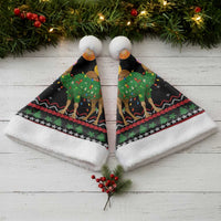Kuwait Christmas Santa Hat with Camel in Festive Ornaments Snowflakes and Green Red - Wonder Print Shop