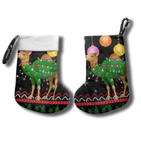 Kuwait Christmas Stocking with Camel in Festive Ornaments Snowflakes and Green Red - Wonder Print Shop