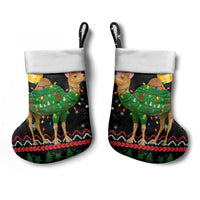Kuwait Christmas Stocking with Camel in Festive Ornaments Snowflakes and Green Red - Wonder Print Shop