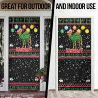 Kuwait Christmas Door Cover with Camel in Festive Ornaments Snowflakes and Green Red - Wonder Print Shop