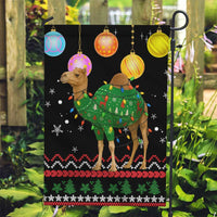 Kuwait Christmas Garden Flag with Camel in Festive Ornaments Snowflakes and Green Red - Wonder Print Shop