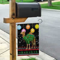 Kuwait Christmas Garden Flag with Camel in Festive Ornaments Snowflakes and Green Red - Wonder Print Shop