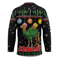 Kuwait Christmas Hockey Jersey with Camel in Festive Ornaments Snowflakes and Green Red - Wonder Print Shop