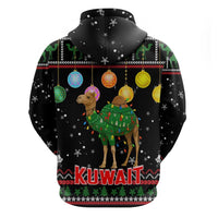 Kuwait Christmas Hoodie with Camel in Festive Ornaments Snowflakes and Green Red - Wonder Print Shop