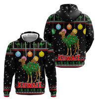 Kuwait Christmas Hoodie with Camel in Festive Ornaments Snowflakes and Green Red - Wonder Print Shop