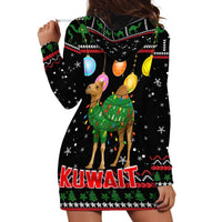 Kuwait Christmas Hoodie Dress with Camel in Festive Ornaments Snowflakes and Green Red - Wonder Print Shop