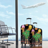 Kuwait Christmas Luggage Cover with Camel in Festive Ornaments Snowflakes and Green Red - Wonder Print Shop