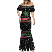 Kuwait Christmas Mermaid Dress with Camel in Festive Ornaments Snowflakes and Green Red - Wonder Print Shop