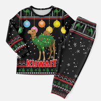 Kuwait Christmas Pajama Set with Camel in Festive Ornaments Snowflakes and Green Red - Wonder Print Shop