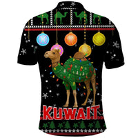 Kuwait Christmas Polo Shirt with Camel in Festive Ornaments Snowflakes and Green Red - Wonder Print Shop