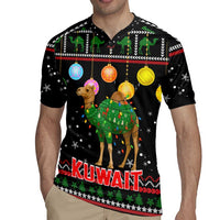 Kuwait Christmas Rugby Jersey with Camel in Festive Ornaments Snowflakes and Green Red - Wonder Print Shop