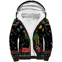 Kuwait Christmas Sherpa Hoodie with Camel in Festive Ornaments Snowflakes and Green Red - Wonder Print Shop