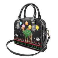 Kuwait Christmas Shoulder Handbag with Camel in Festive Ornaments Snowflakes and Green Red - Wonder Print Shop