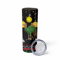 Kuwait Christmas Skinny Tumbler with Camel in Festive Ornaments Snowflakes and Green Red - Wonder Print Shop