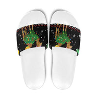 Kuwait Christmas Slide Sandals with Camel in Festive Ornaments Snowflakes and Green Red - Wonder Print Shop
