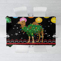 Kuwait Christmas Tablecloth with Camel in Festive Ornaments Snowflakes and Green Red - Wonder Print Shop
