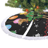 Kuwait Christmas Tree Skirt with Camel in Festive Ornaments Snowflakes and Green Red - Wonder Print Shop