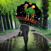Kuwait Christmas Umbrella with Camel in Festive Ornaments Snowflakes and Green Red - Wonder Print Shop