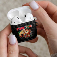 Kyrgyzstan Christmas AirPods Case with Santa Decorating Yurt Colorful Lights Snowflakes and National - Wonder Print Shop