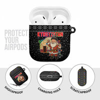 Kyrgyzstan Christmas AirPods Case with Santa Decorating Yurt Colorful Lights Snowflakes and National - Wonder Print Shop