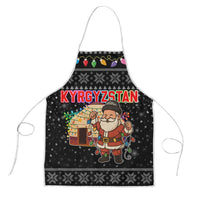Kyrgyzstan Christmas Apron with Santa Decorating Yurt Colorful Lights Snowflakes and National - Wonder Print Shop