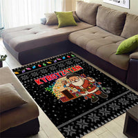 Kyrgyzstan Christmas Area Rug with Santa Decorating Yurt Colorful Lights Snowflakes and National - Wonder Print Shop