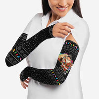 Kyrgyzstan Christmas Arm Sleeves with Santa Decorating Yurt Colorful Lights Snowflakes and National - Wonder Print Shop