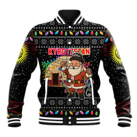 Kyrgyzstan Christmas Baseball Jacket with Santa Decorating Yurt Colorful Lights Snowflakes and National - Wonder Print Shop