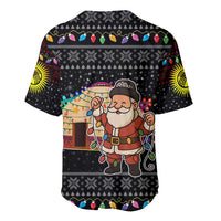 Kyrgyzstan Christmas Baseball Jersey with Santa Decorating Yurt Colorful Lights Snowflakes and National - Wonder Print Shop