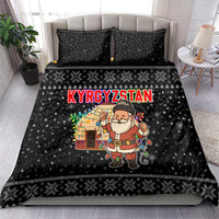 Kyrgyzstan Christmas Bedding Set with Santa Decorating Yurt Colorful Lights Snowflakes and National - Wonder Print Shop