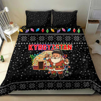 Kyrgyzstan Christmas Bedding Set with Santa Decorating Yurt Colorful Lights Snowflakes and National - Wonder Print Shop