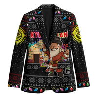 Kyrgyzstan Christmas Blazer with Santa Decorating Yurt Colorful Lights Snowflakes and National - Wonder Print Shop