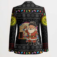 Kyrgyzstan Christmas Blazer with Santa Decorating Yurt Colorful Lights Snowflakes and National - Wonder Print Shop