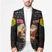 Kyrgyzstan Christmas Blazer with Santa Decorating Yurt Colorful Lights Snowflakes and National - Wonder Print Shop