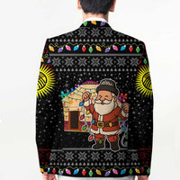 Kyrgyzstan Christmas Blazer with Santa Decorating Yurt Colorful Lights Snowflakes and National - Wonder Print Shop