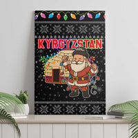 Kyrgyzstan Christmas Canvas Wall Art with Santa Decorating Yurt Colorful Lights Snowflakes and National - Wonder Print Shop