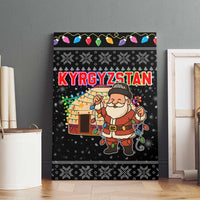 Kyrgyzstan Christmas Canvas Wall Art with Santa Decorating Yurt Colorful Lights Snowflakes and National - Wonder Print Shop