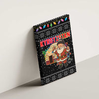 Kyrgyzstan Christmas Canvas Wall Art with Santa Decorating Yurt Colorful Lights Snowflakes and National - Wonder Print Shop