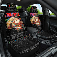 Kyrgyzstan Christmas Car Seat Cover with Santa Decorating Yurt Colorful Lights Snowflakes and National - Wonder Print Shop