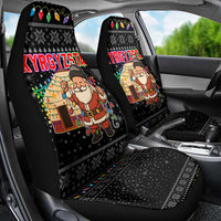 Kyrgyzstan Christmas Car Seat Cover with Santa Decorating Yurt Colorful Lights Snowflakes and National - Wonder Print Shop