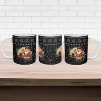 Kyrgyzstan Christmas Ceramic Mug with Santa Decorating Yurt Colorful Lights Snowflakes and National - Wonder Print Shop