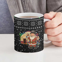 Kyrgyzstan Christmas Ceramic Mug with Santa Decorating Yurt Colorful Lights Snowflakes and National - Wonder Print Shop