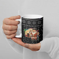 Kyrgyzstan Christmas Ceramic Mug with Santa Decorating Yurt Colorful Lights Snowflakes and National - Wonder Print Shop