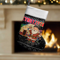 Kyrgyzstan Christmas Stocking with Santa Decorating Yurt Colorful Lights Snowflakes and National - Wonder Print Shop