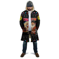 Kyrgyzstan Christmas Cloak with Santa Decorating Yurt Colorful Lights Snowflakes and National - Wonder Print Shop