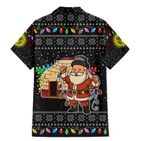 Kyrgyzstan Christmas Family Matching Mermaid Dress and Hawaiian Shirt with Santa Decorating Yurt Colorful Lights Snowflakes and National - Wonder Print Shop