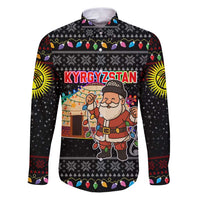 Kyrgyzstan Christmas Family Matching Puletasi and Hawaiian Shirt with Santa Decorating Yurt Colorful Lights Snowflakes and National - Wonder Print Shop