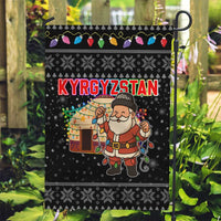 Kyrgyzstan Christmas Garden Flag with Santa Decorating Yurt Colorful Lights Snowflakes and National - Wonder Print Shop
